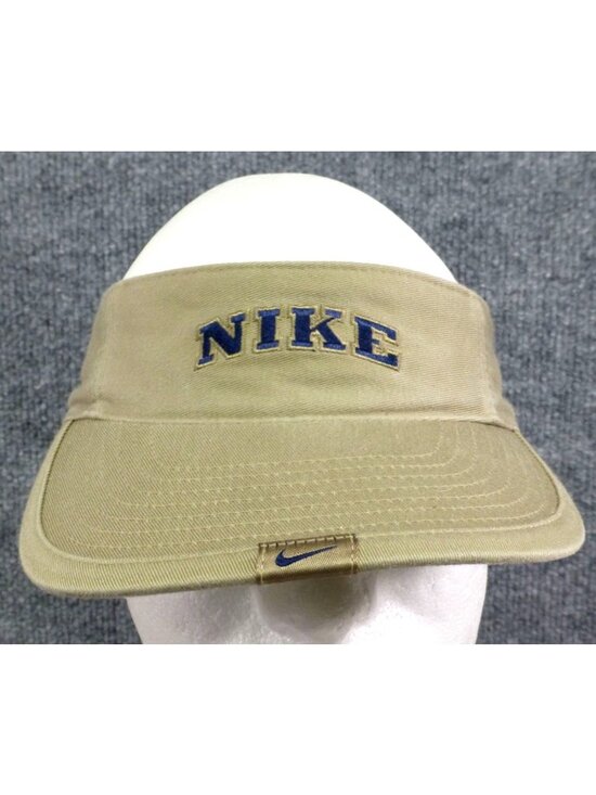 Nike Other - Nike Pro Classics Khaki Adjustable Sports Visor Hat With Navy Embroidered Logo
